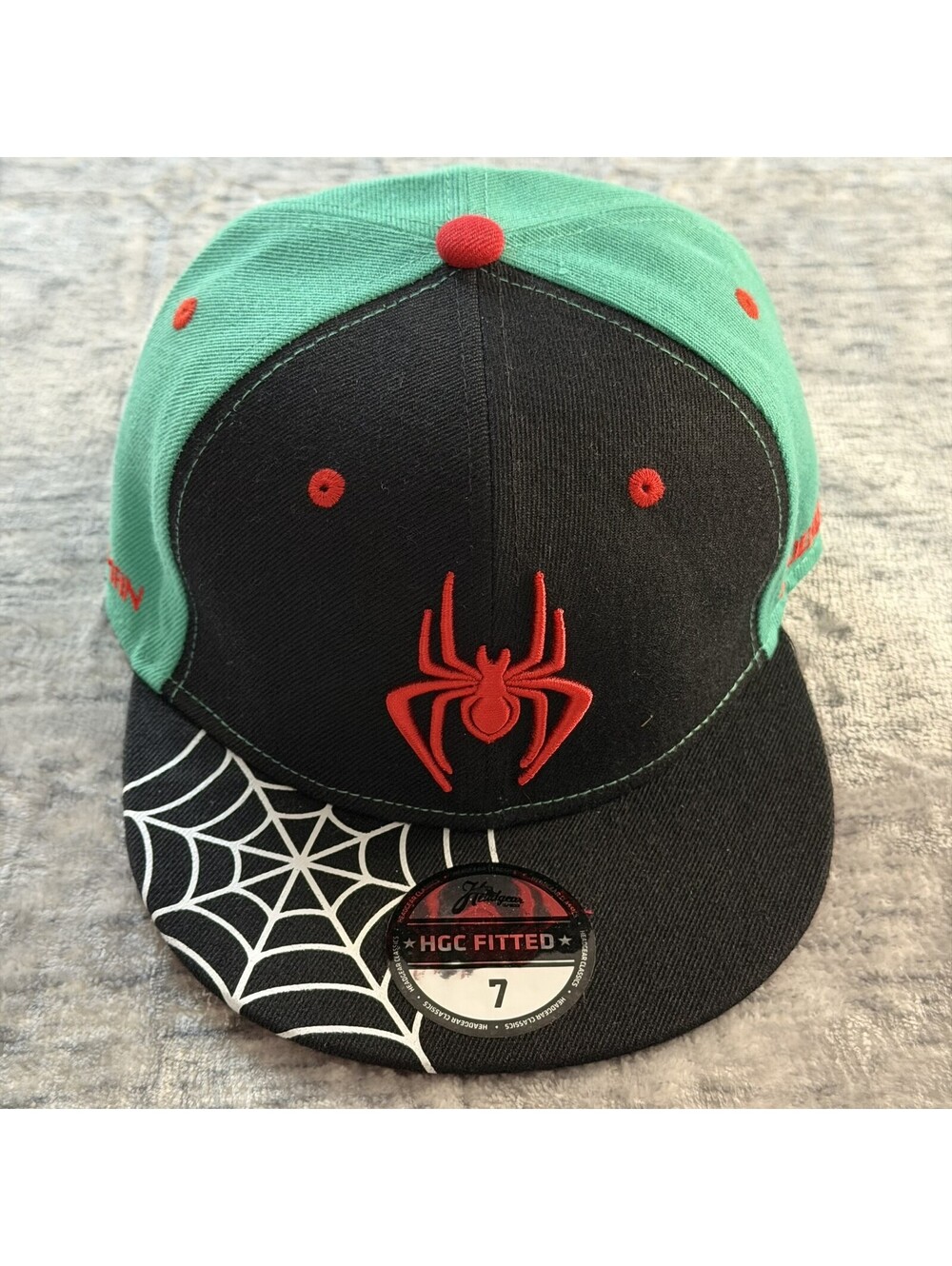 Headgear Classics Spider-Man Into The Spider-Verse Fitted Hat Size 7 Teal Black